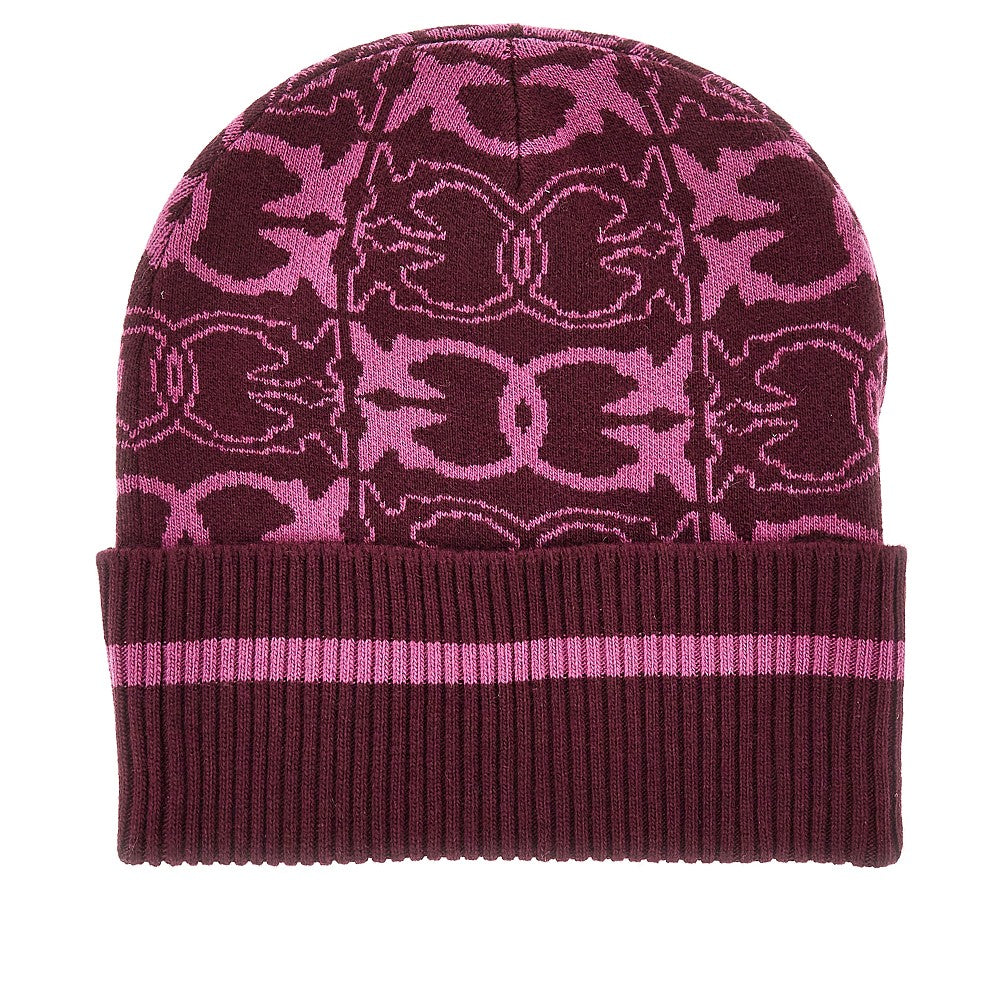 Knitted beanie hat with jacquard logo