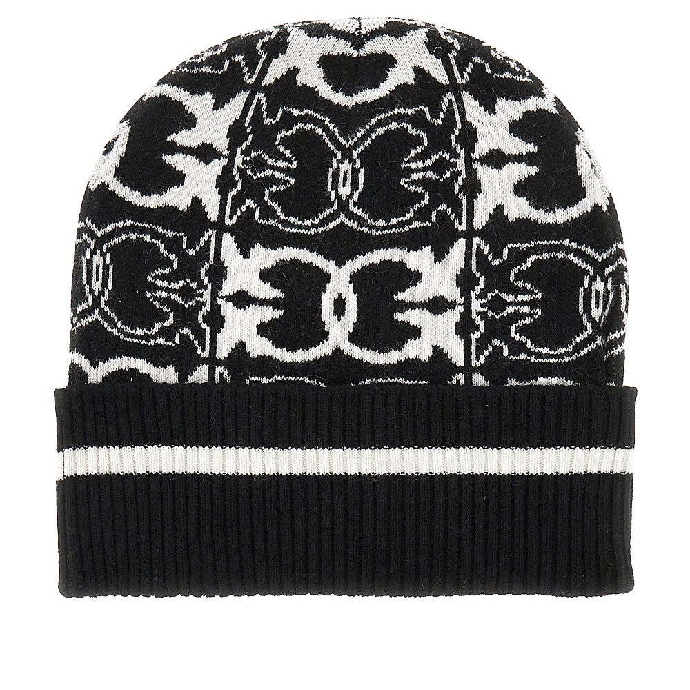 Knitted beanie hat with jacquard logo