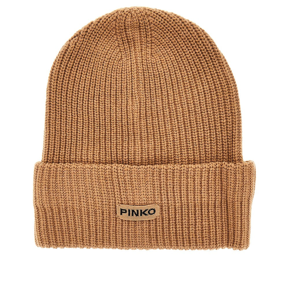 Knitted beanie hat with logo