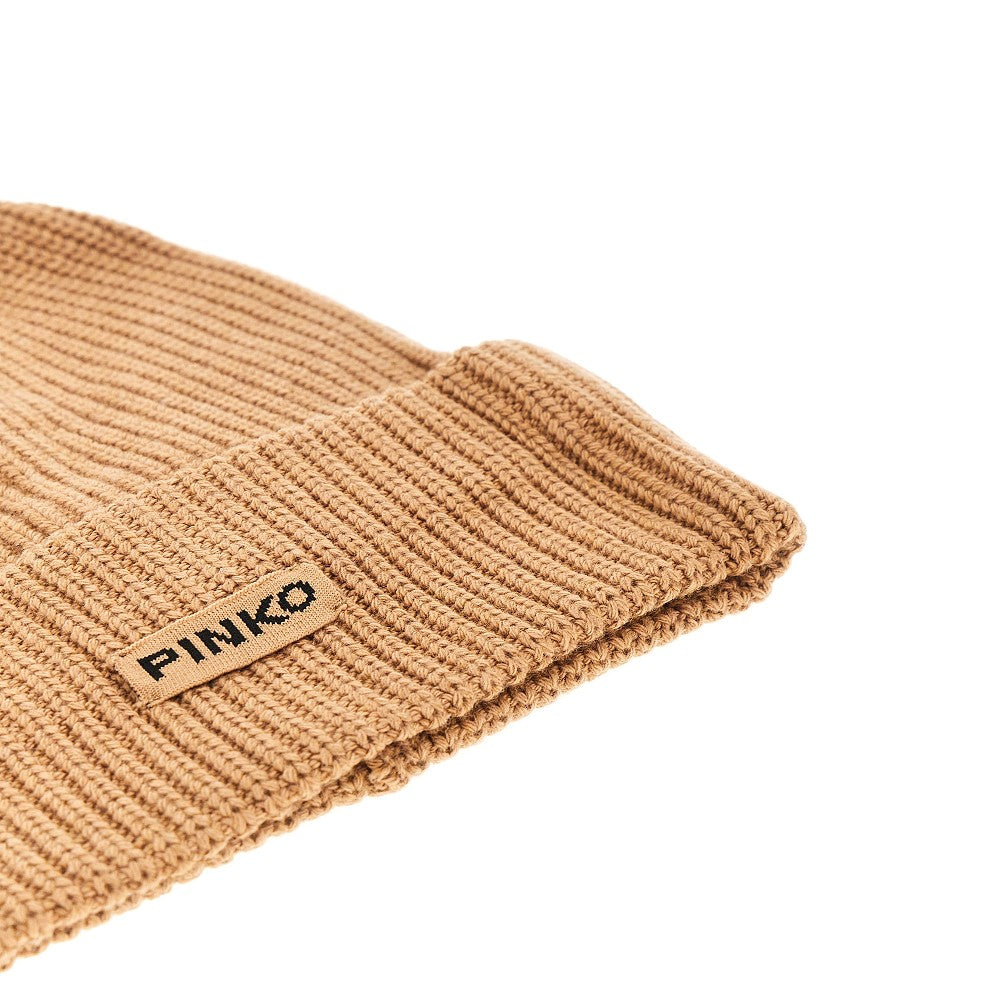 Knitted beanie hat with logo