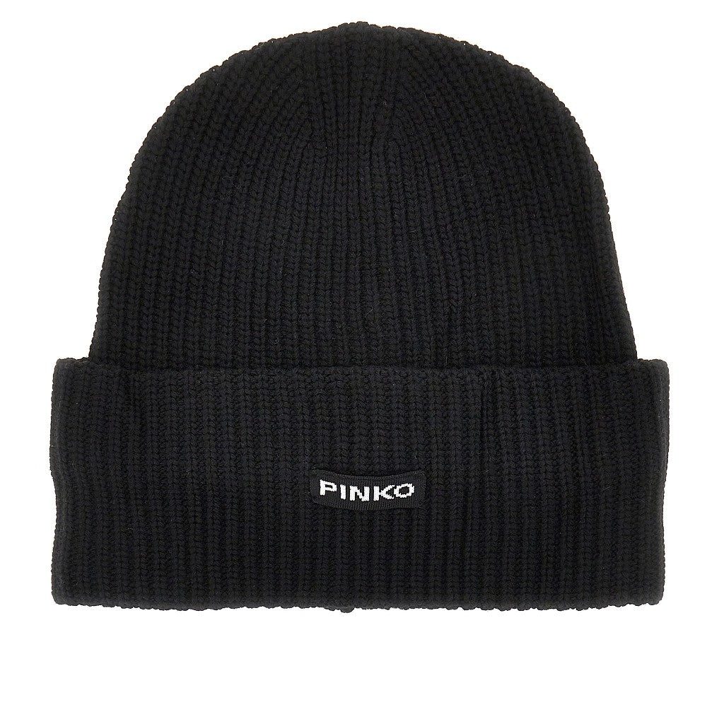 Knitted beanie hat with logo