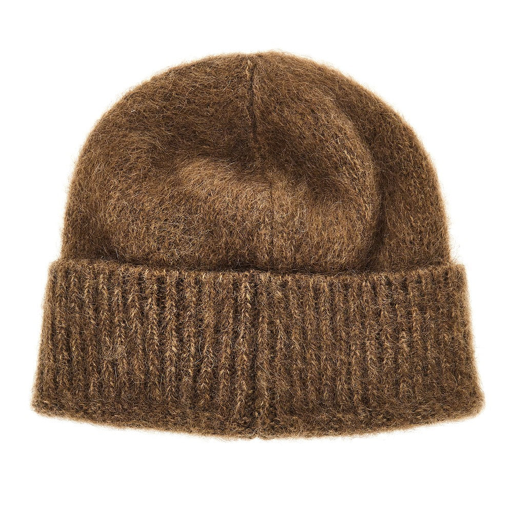 Beanie in misto mohair con logo jacquard