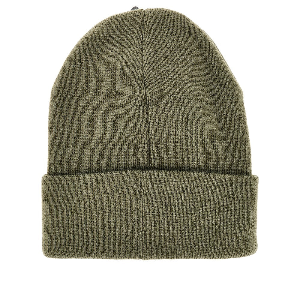Knitted beanie hat with logo patch