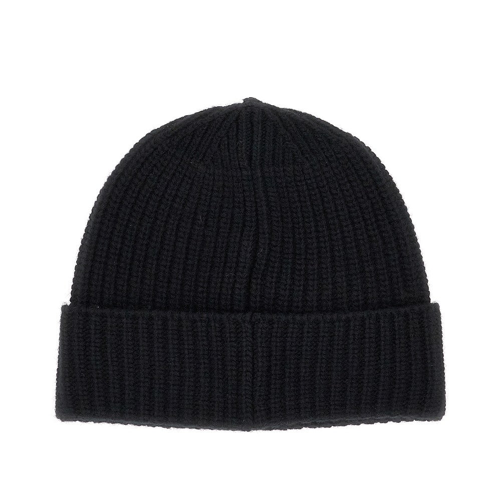 Wool beanie hat with logo patch