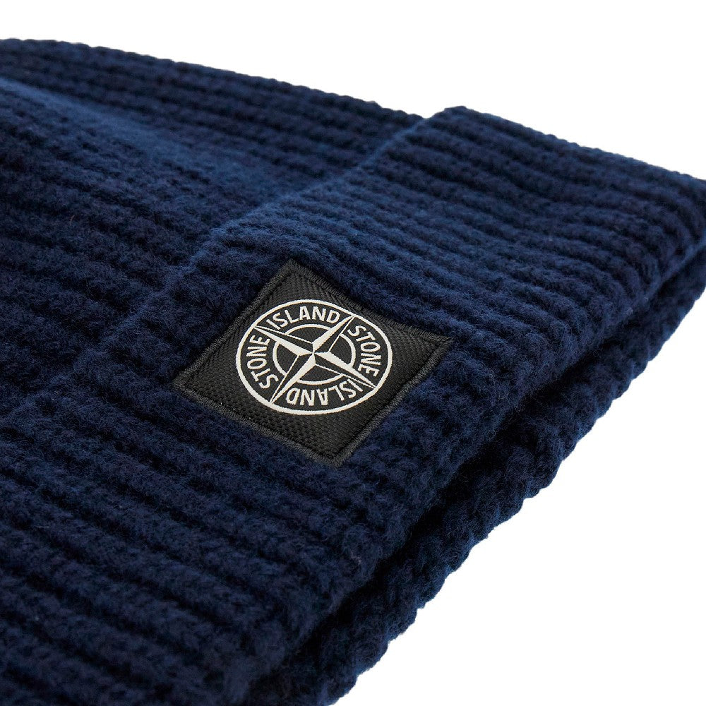 Wool beanie hat with logo patch