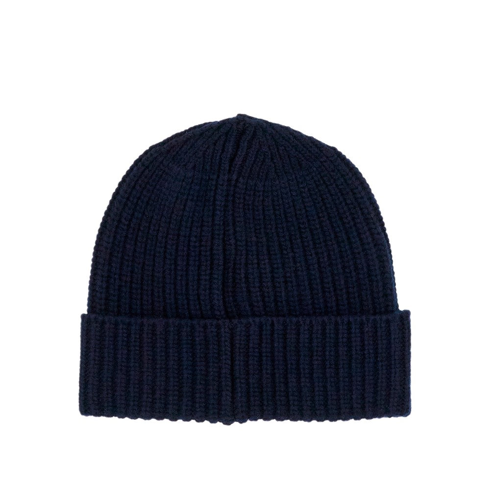 Wool beanie hat with logo patch