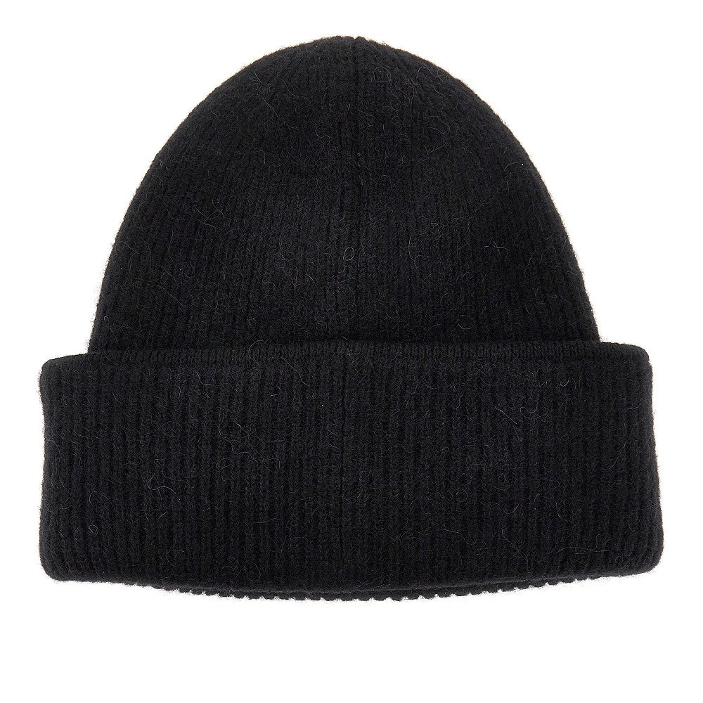 Knitted beanie hat with gros-grain logo