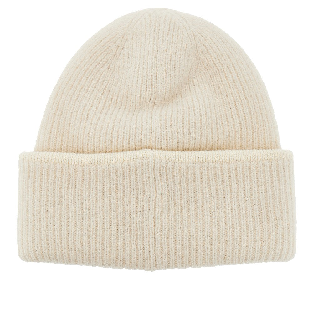 Knitted beanie hat with gros-grain logo