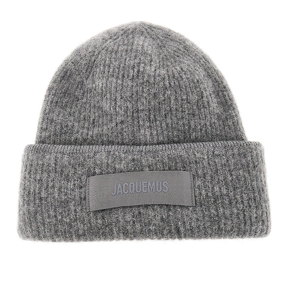 Beanie in maglia con logo in gros-grain