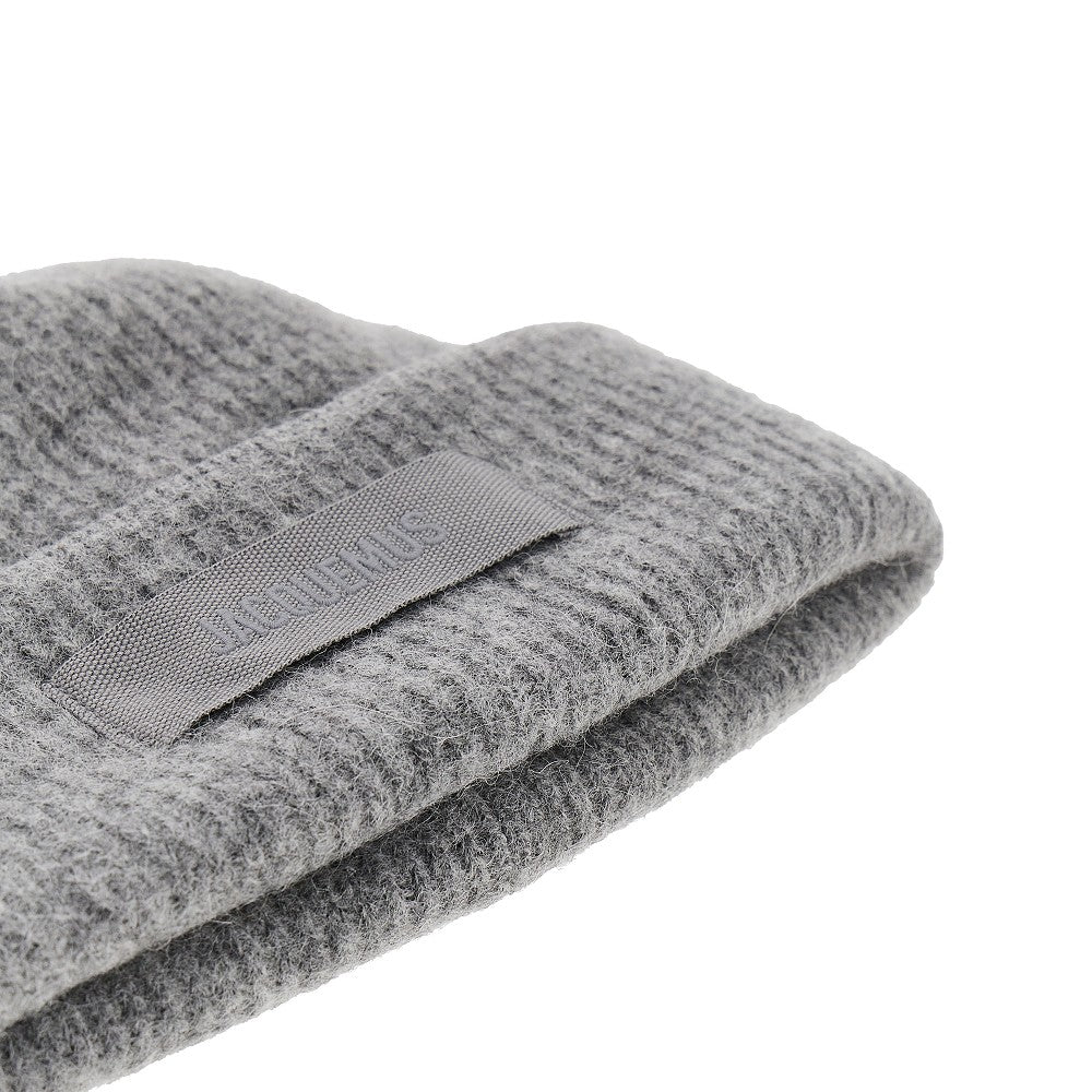 Beanie in maglia con logo in gros-grain