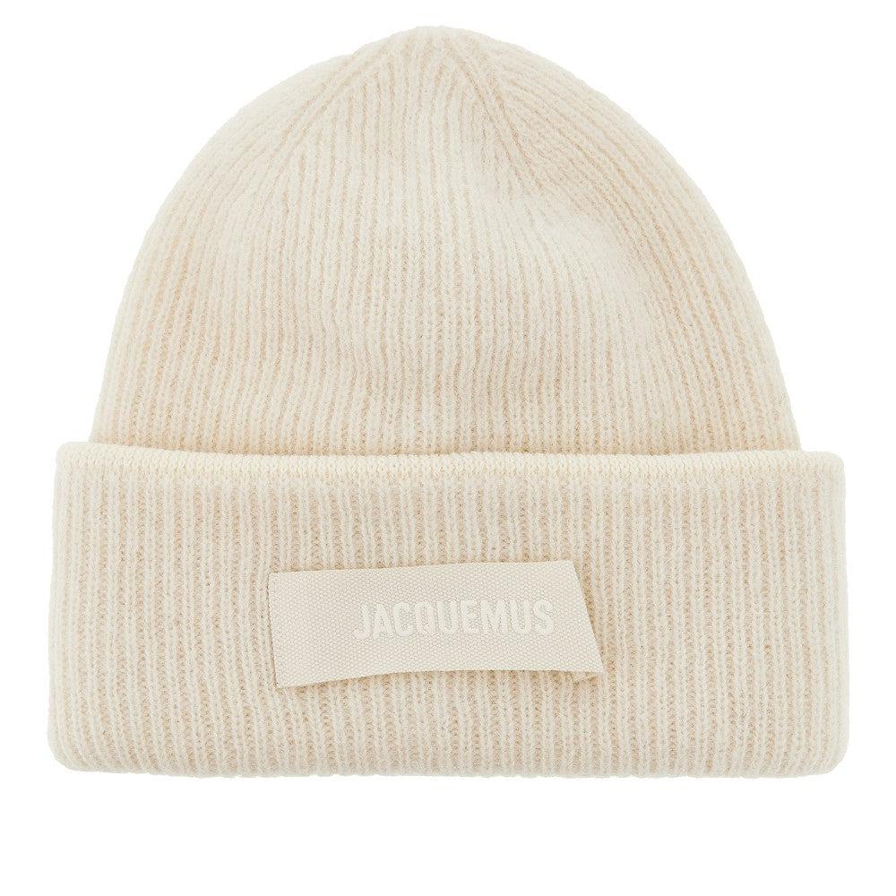 Beanie in maglia con logo in gros-grain