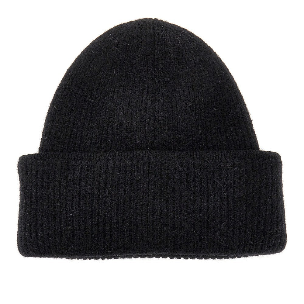 Beanie in maglia con logo in gros-grain