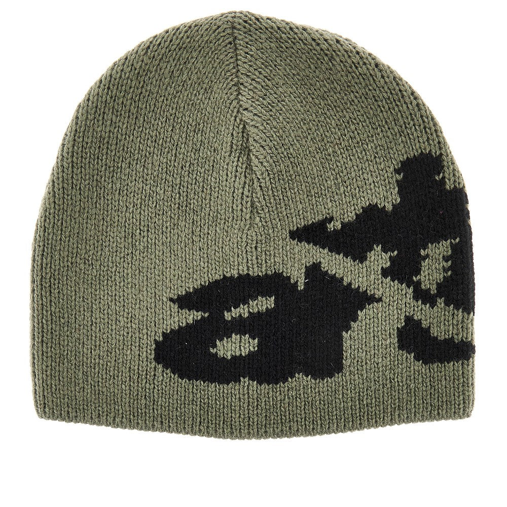Beanie in maglia con logo jacquard