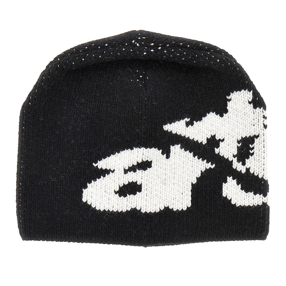 Beanie in maglia con logo jacquard