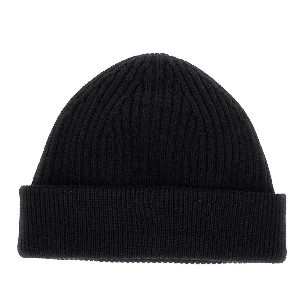 Wool beanie hat with logo embroidery