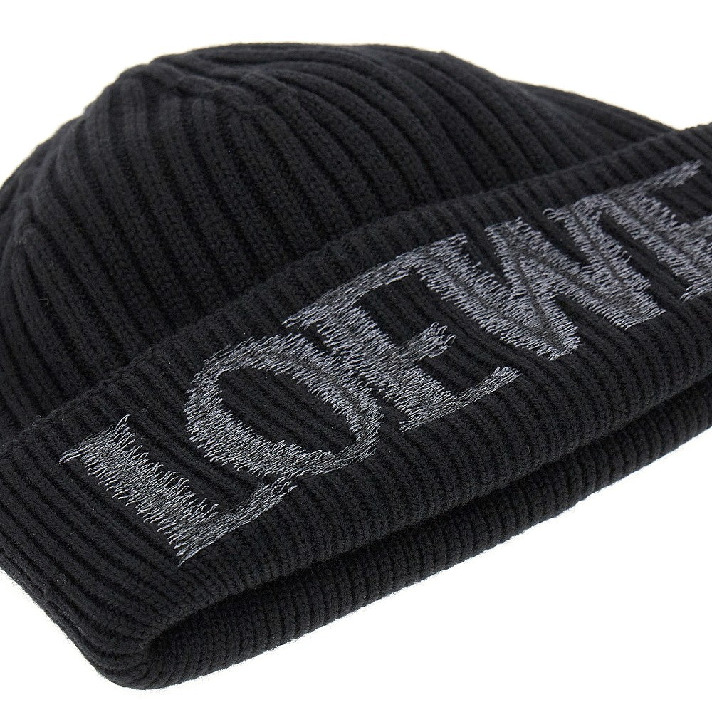 Wool beanie hat with logo embroidery