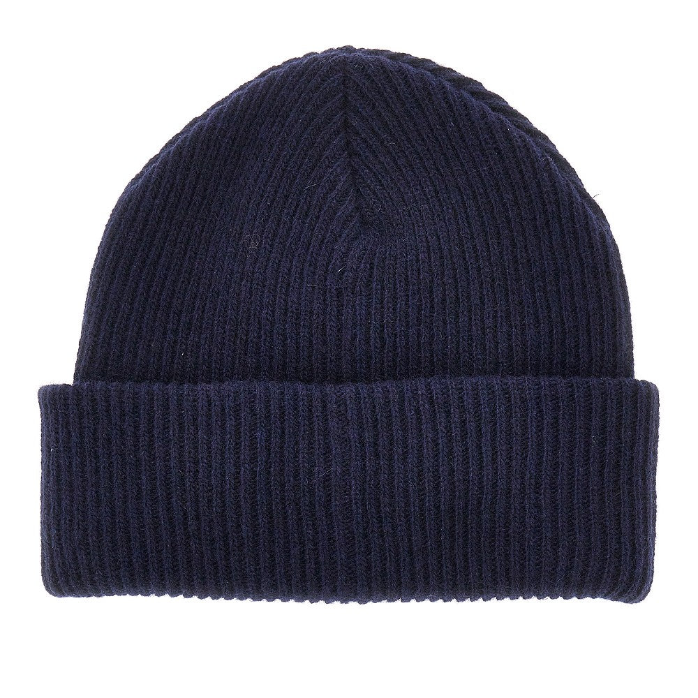 Knitted beanie hat with logo embroidery