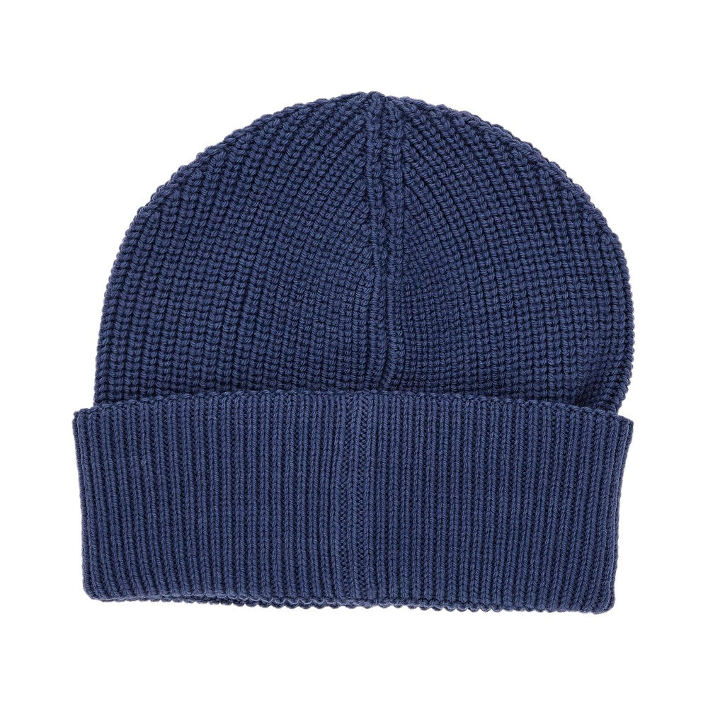 Wool beanie hat with logo patch