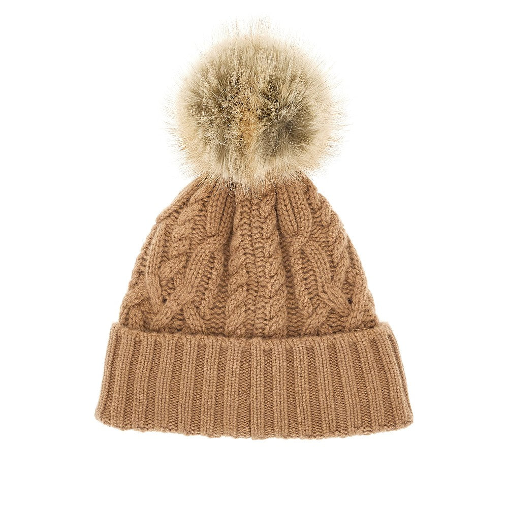 Beanie in lana e cachemire con pompon