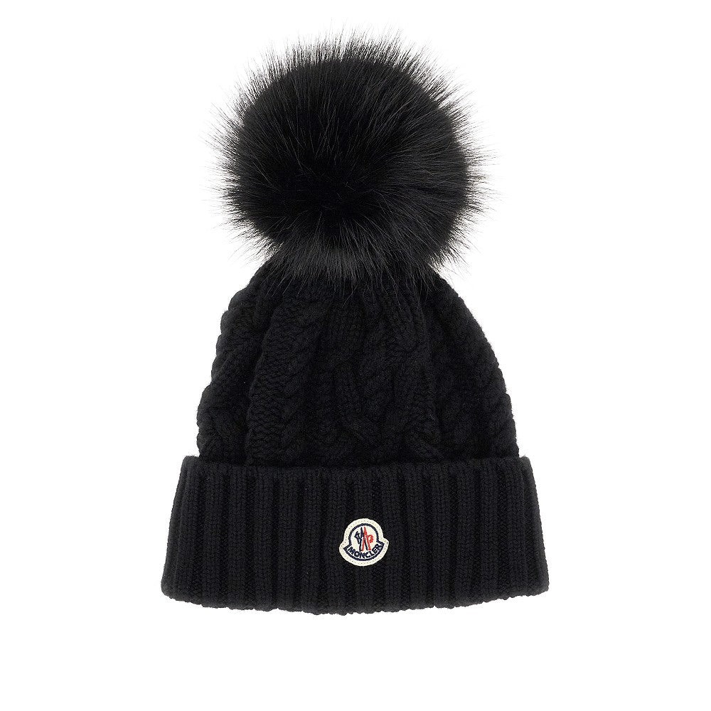 Beanie in lana e cachemire con pompon