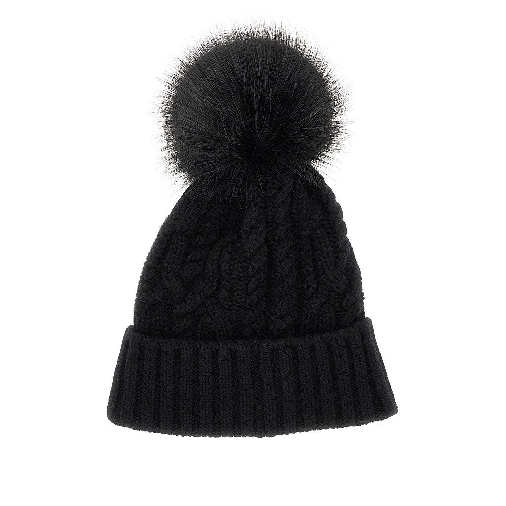 Beanie in lana e cachemire con pompon