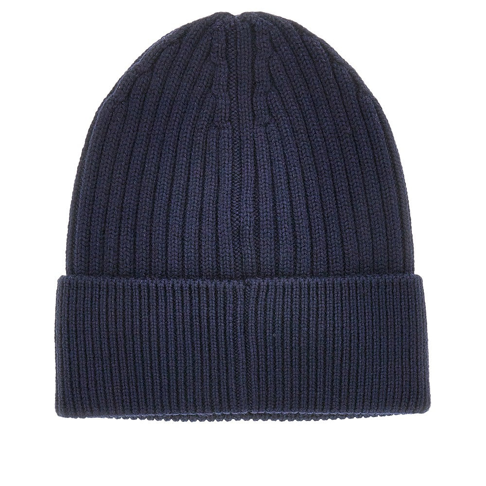 Wool beanie hat with logo patch