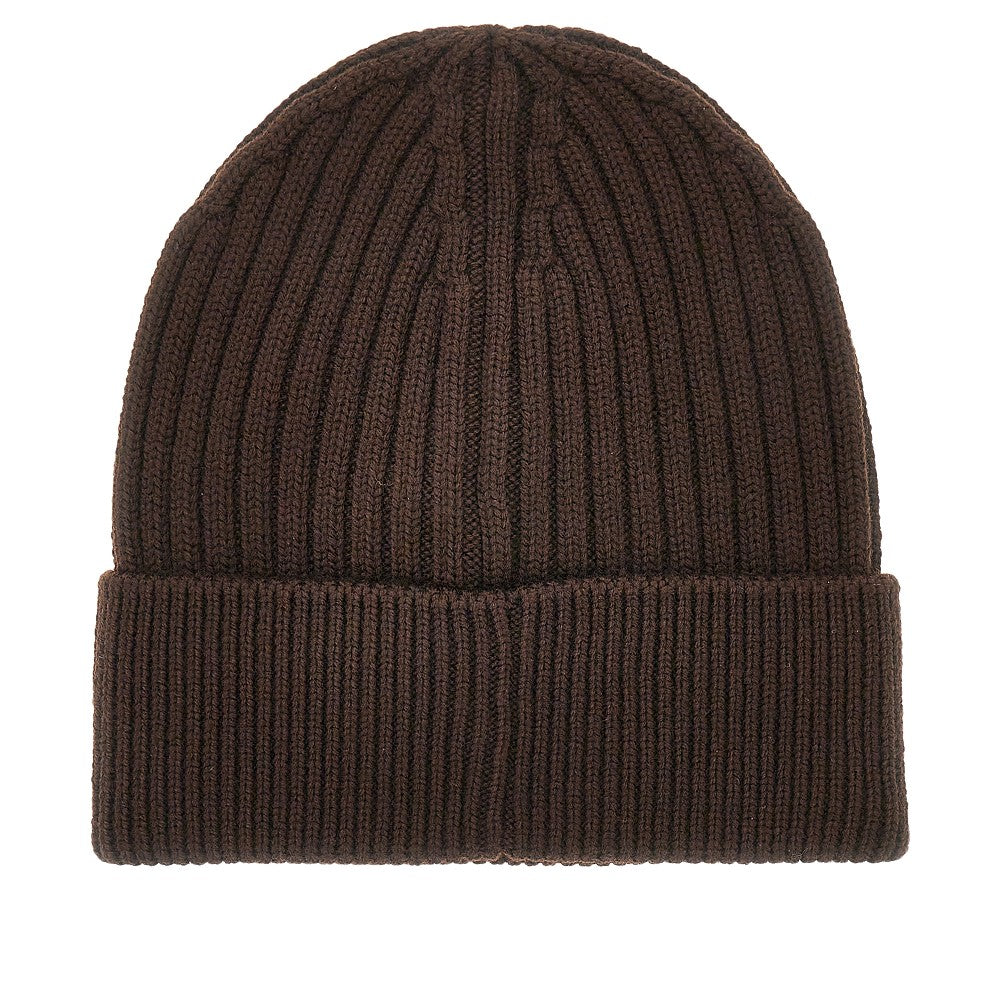 Wool beanie hat with logo patch