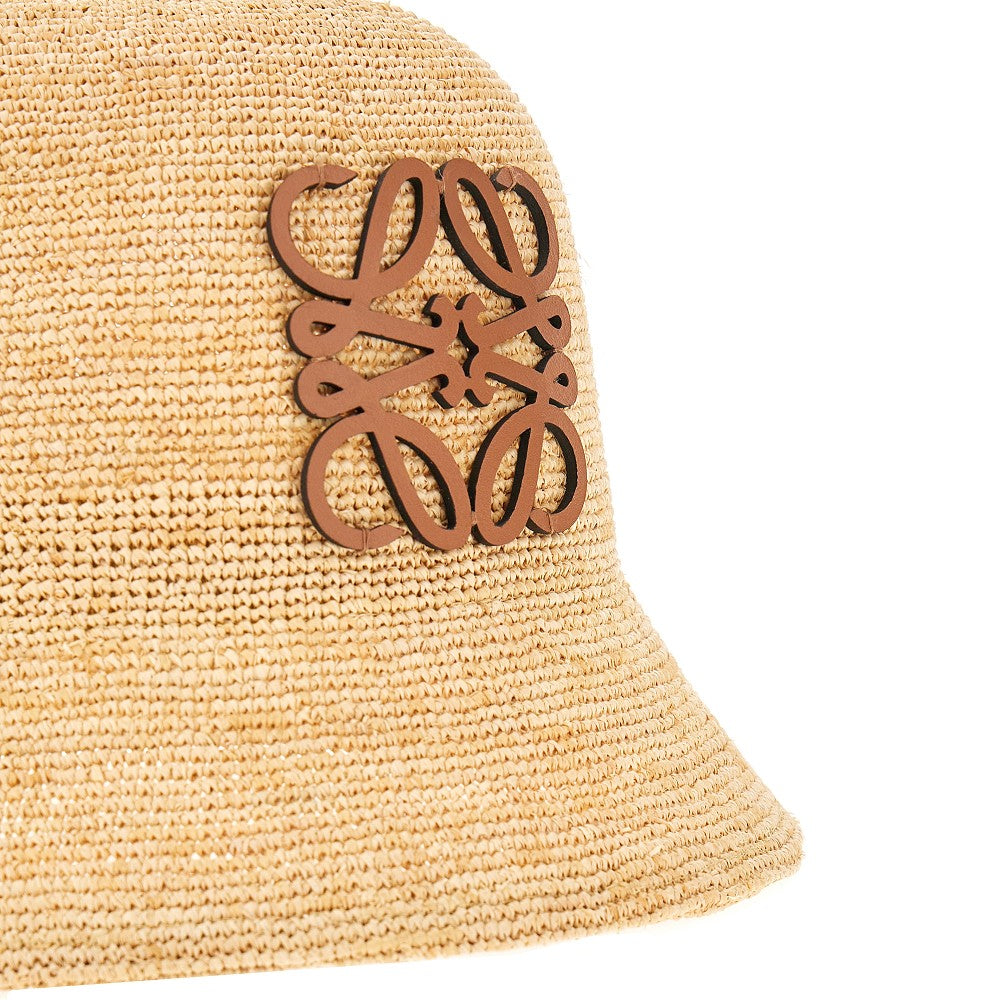 Cappello bucket in rafia con Anagram