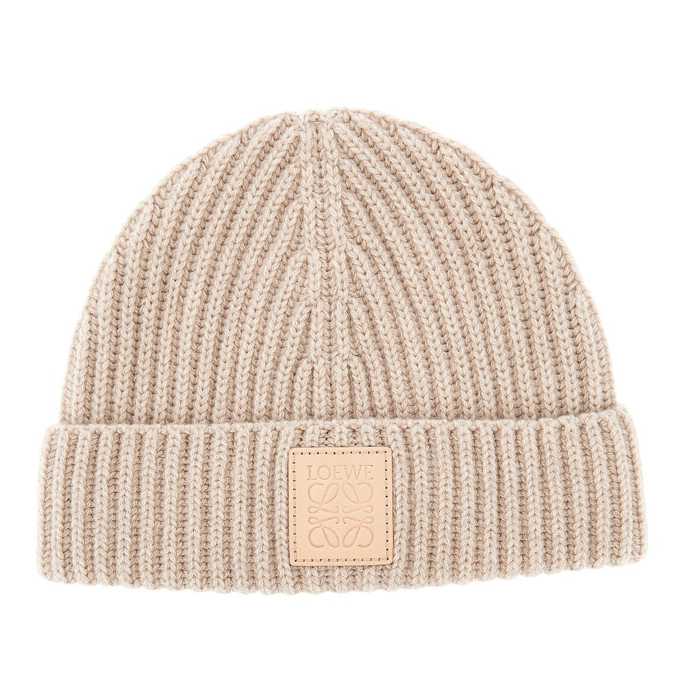 Ribbed cashmere beanie hat