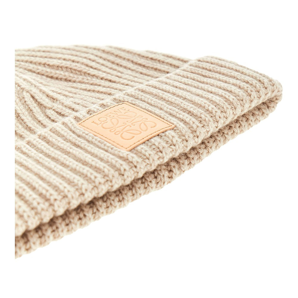 Ribbed cashmere beanie hat