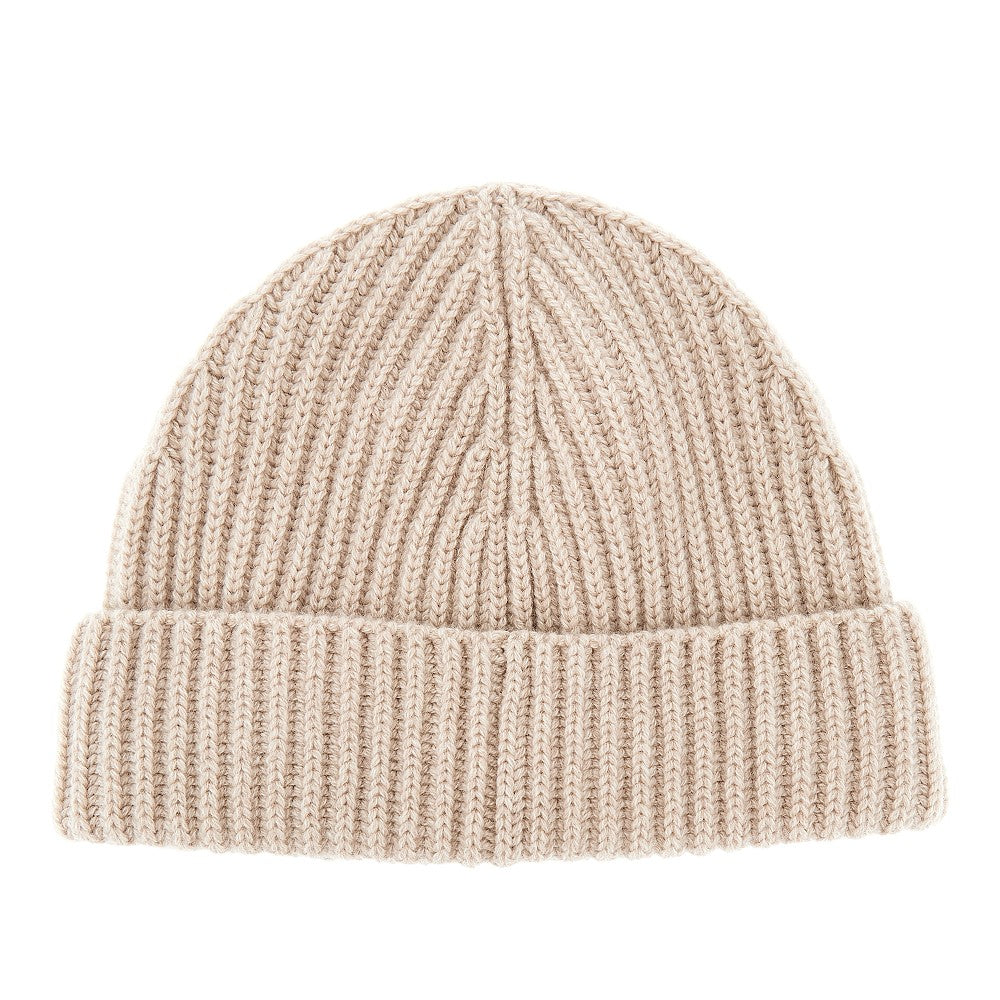 Ribbed cashmere beanie hat