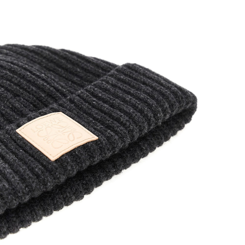 Ribbed cashmere beanie hat