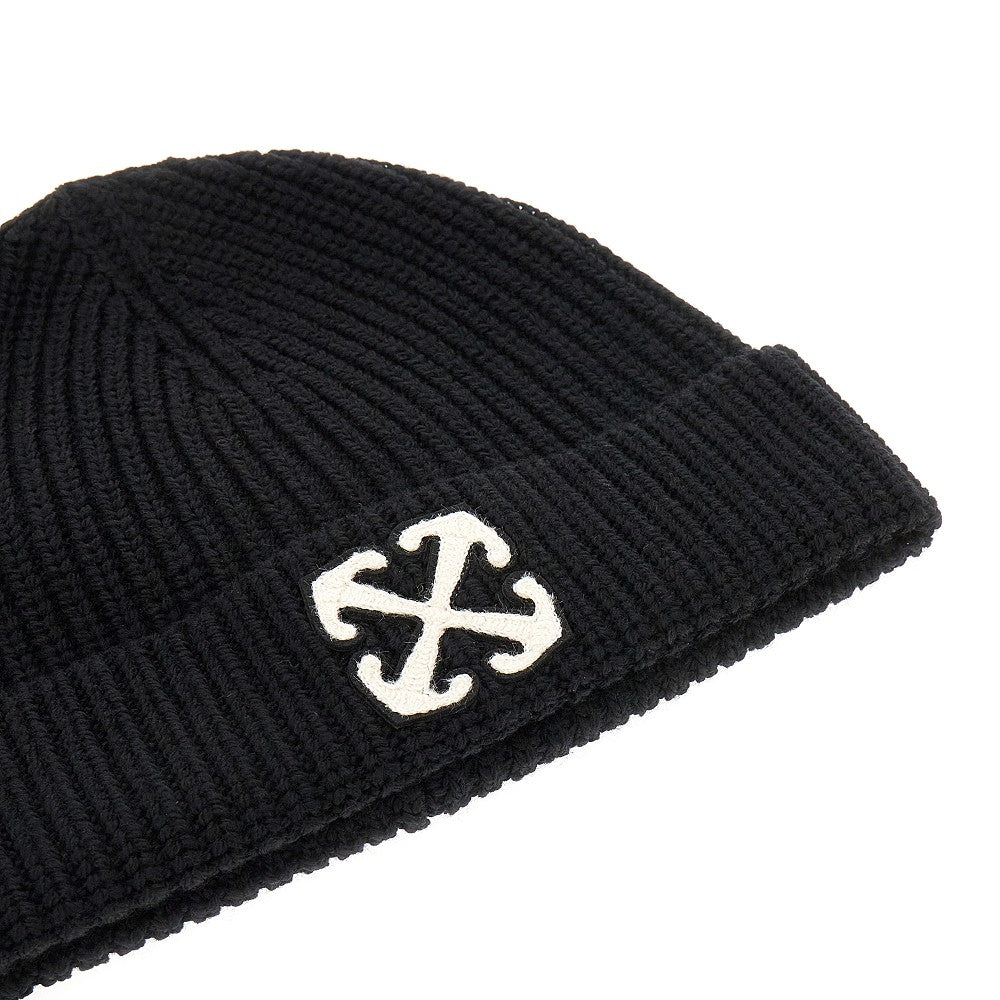 'Arrow' patch wool beanie hat