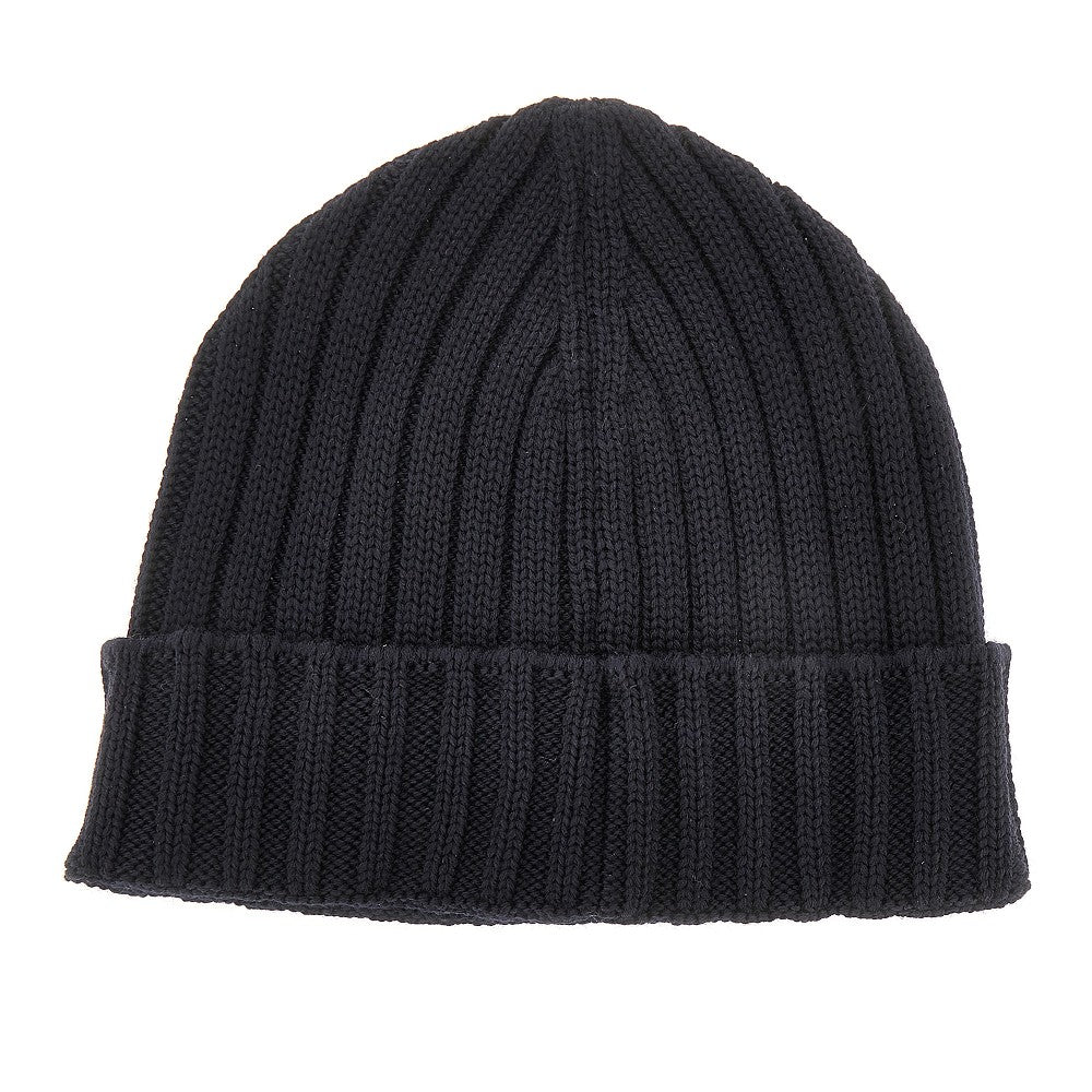 Knitted beanie hat with logo patch