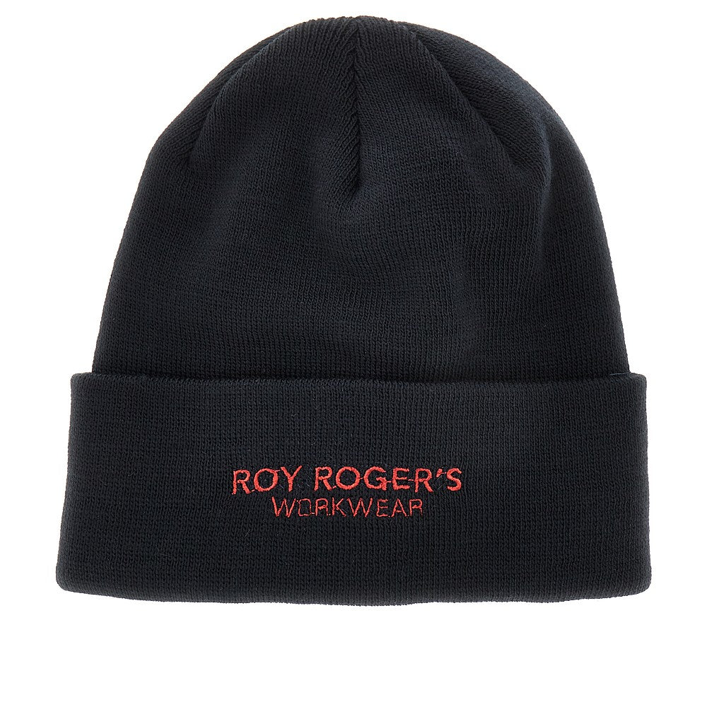 Knitted beanie hat with logo embroidery