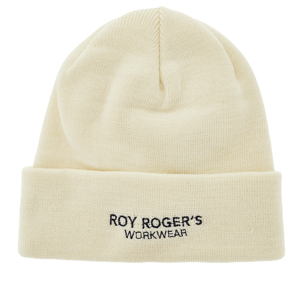 Knitted beanie hat with logo embroidery
