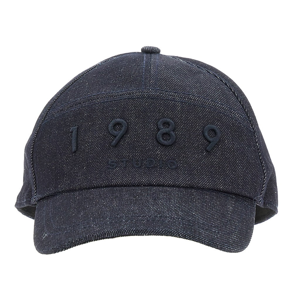 Cappello baseball in denim con logo ricamato