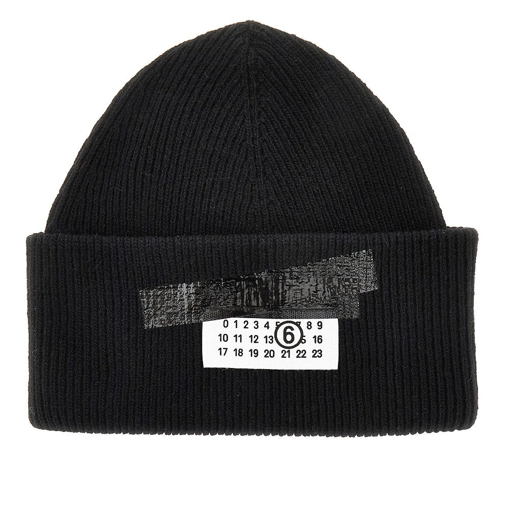 Trompe l'oeil print wool-blend beanie hat