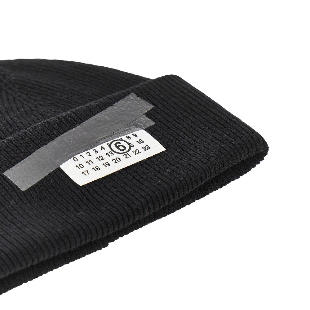 Trompe l'oeil print wool-blend beanie hat