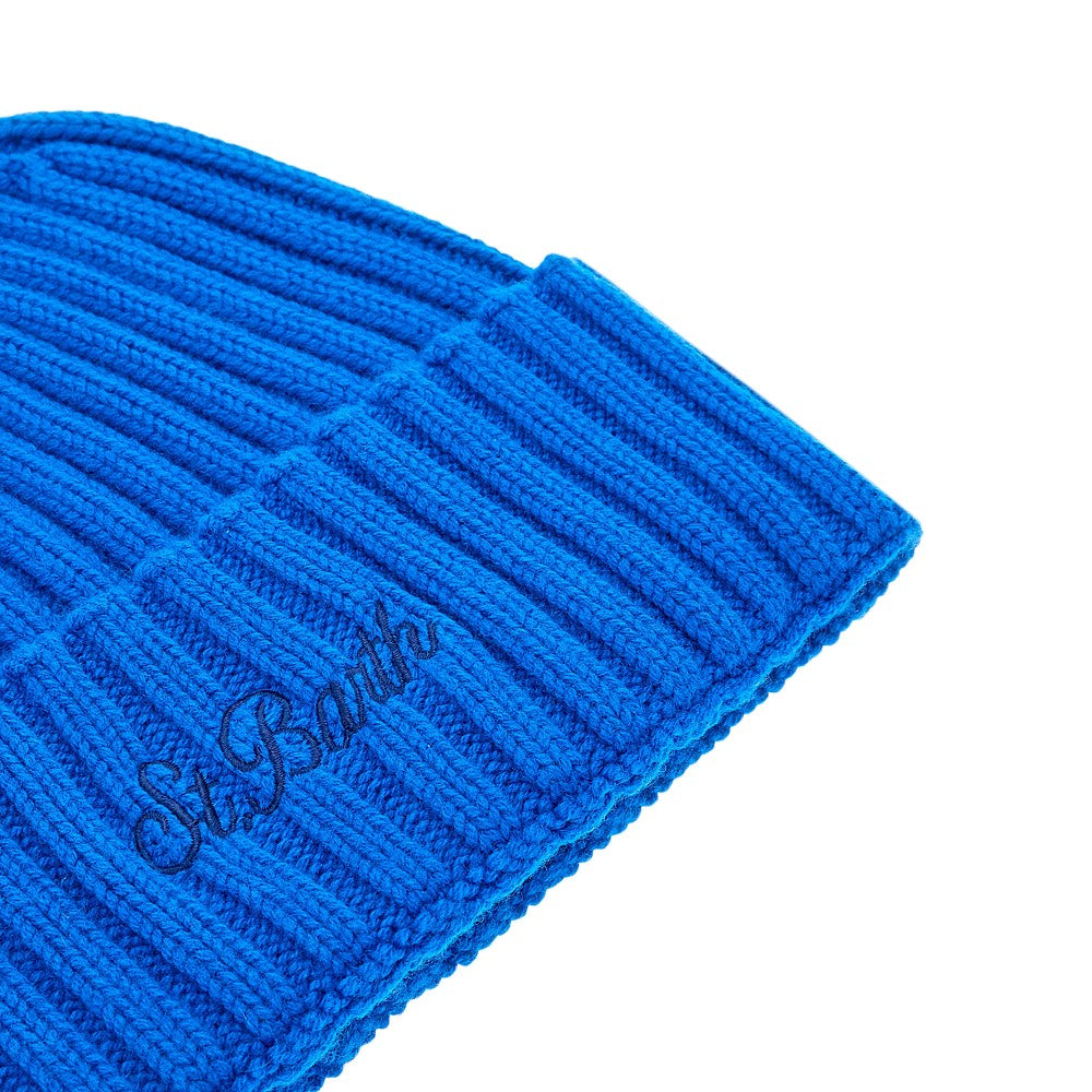 Logo embroidery wool-blend beanie hat