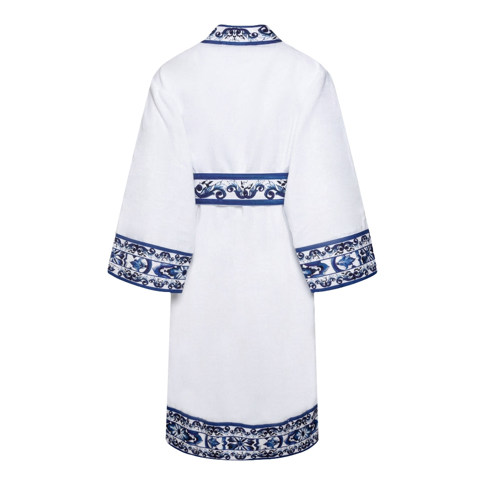 Accappatoio bianco con bordi blu