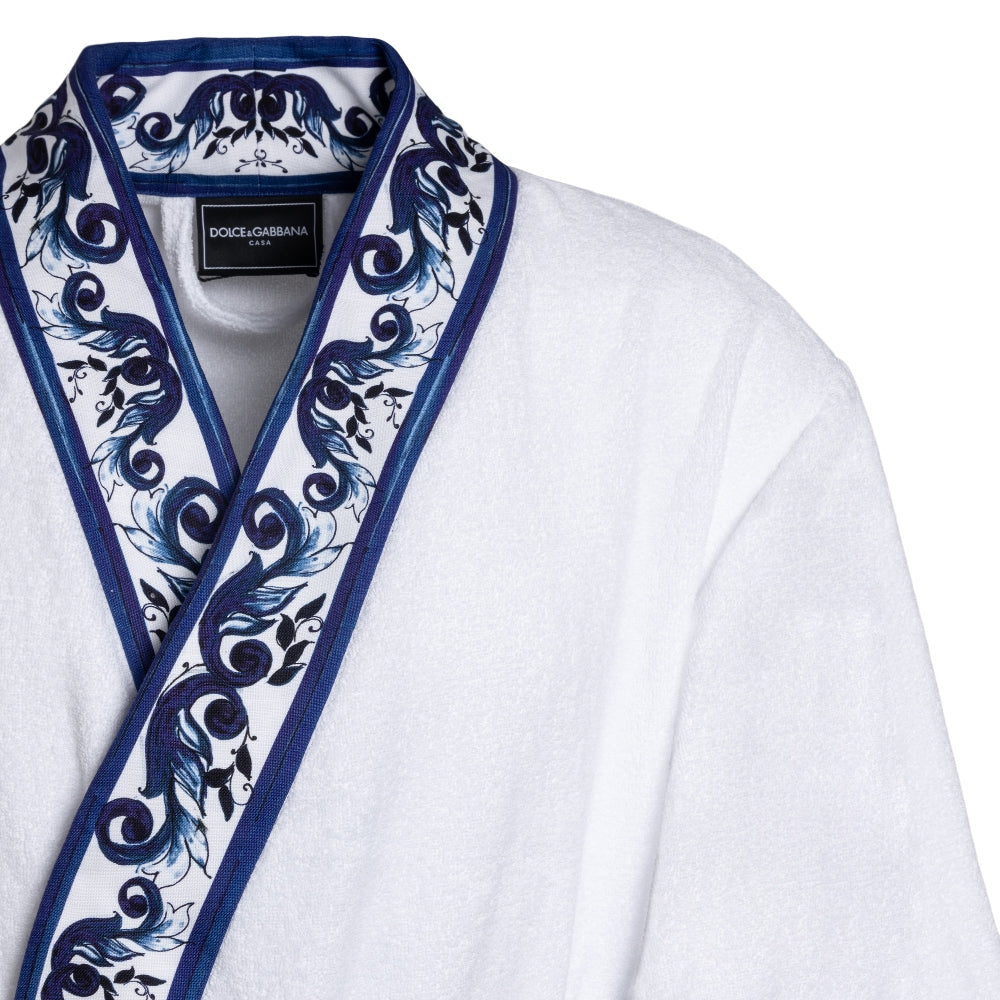 Accappatoio bianco con bordi blu