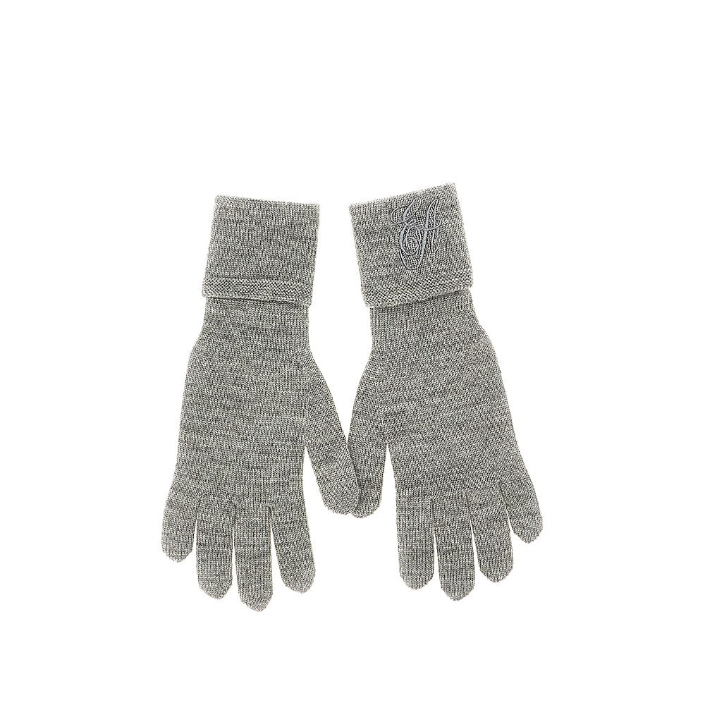 Wool gloves with logo embroidery