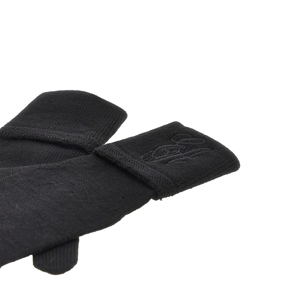 Wool gloves with logo embroidery