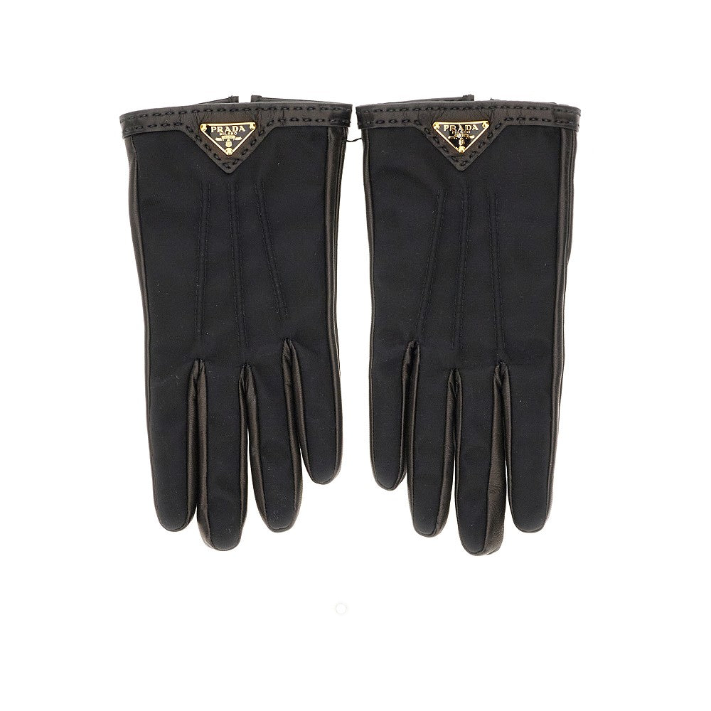 Re-Nylon and nappa leather gloves
