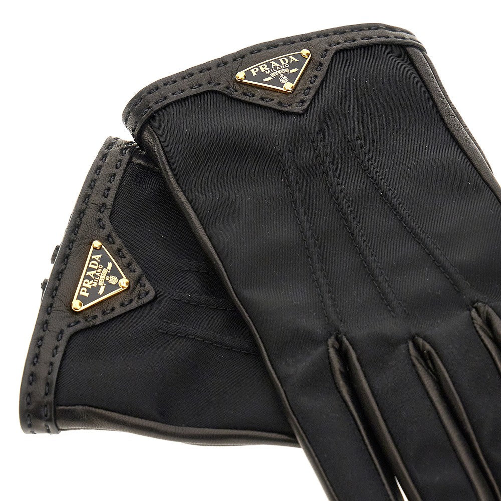 Re-Nylon and nappa leather gloves