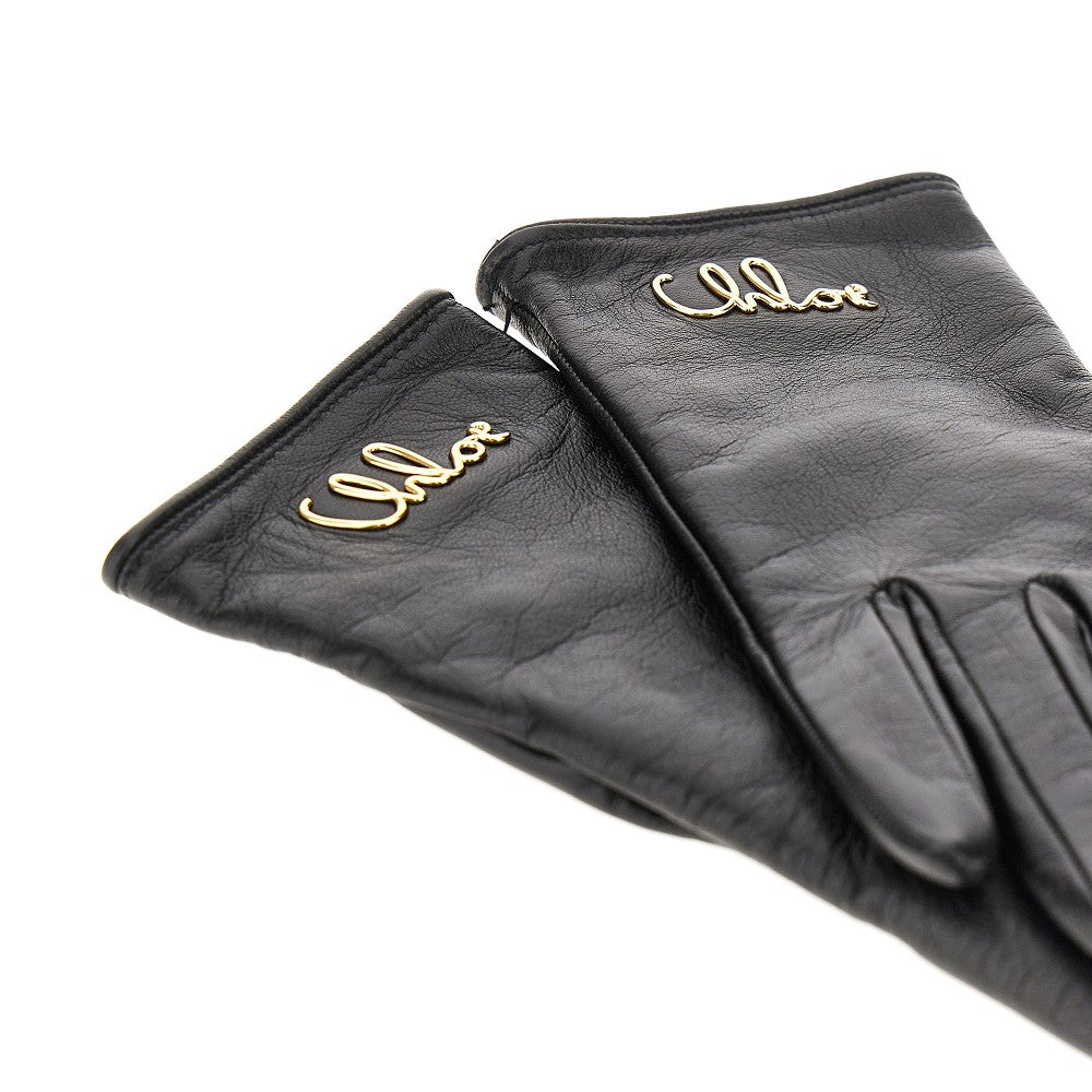 Leather gloves with logo