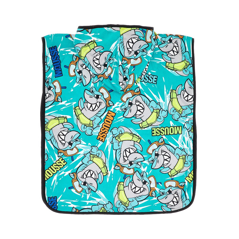 Save Shark print terry poncho