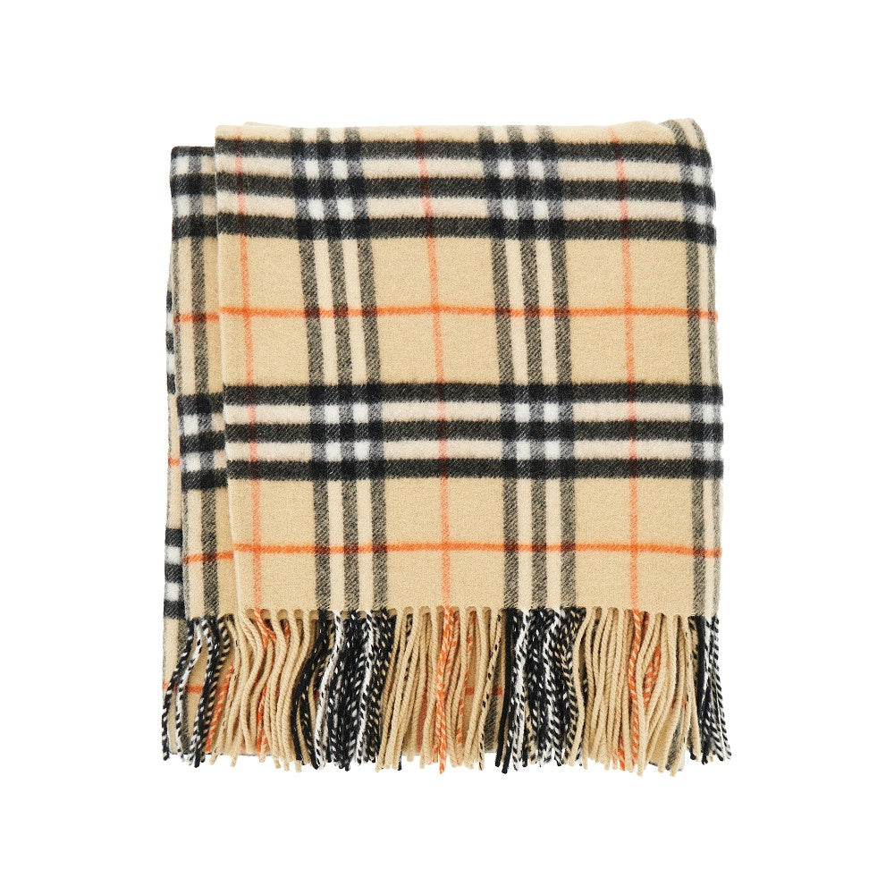 Check wool and cashmere cape