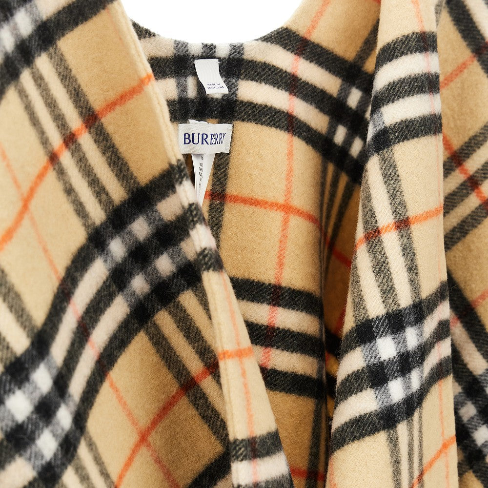 Check wool and cashmere cape